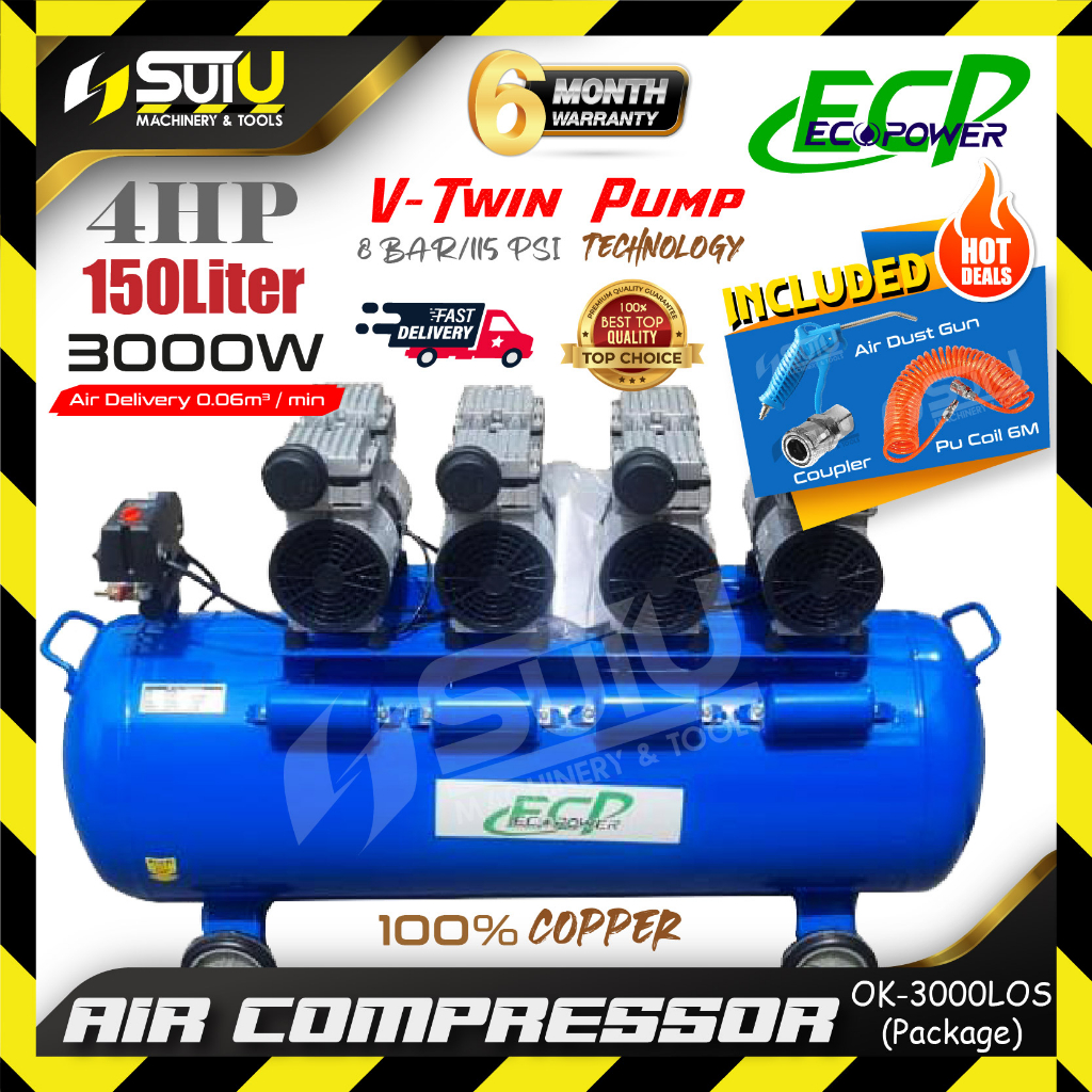 【NEW】ECOPOWER / ECP OK-3000LOS / OK3000LOS / OK-3000 LOS 150L 4HP 8Bar ...