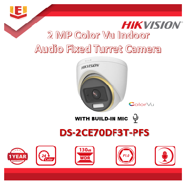 Hikvision Ds Ce Df T Pfs Mp Color Vu Indoor Audio Fixed Turret Camera Shopee Malaysia