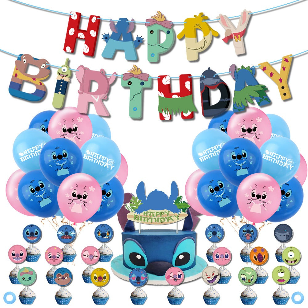 Lilo & and Stitch Cartoon Aloha Birthday Theme Balloon Party Decoration ...