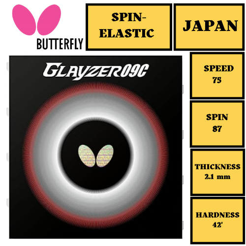 BUTTERFLY GLAYZER 09C NEW TABLE TENNIS RUBBER SPIN ELASTIC PING PONG