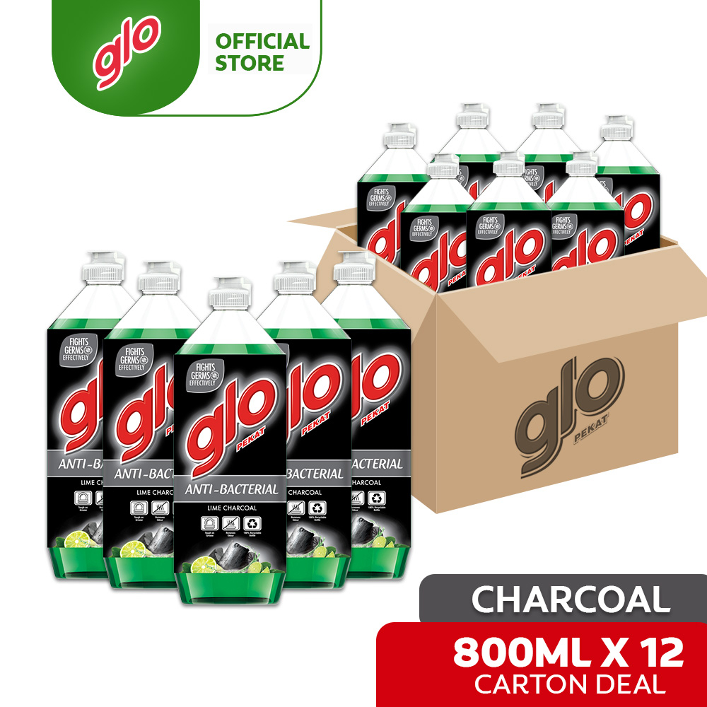 Glo Active Foam Lime Charcoal Dishwashing Liquid (800ml x 12) Shopee