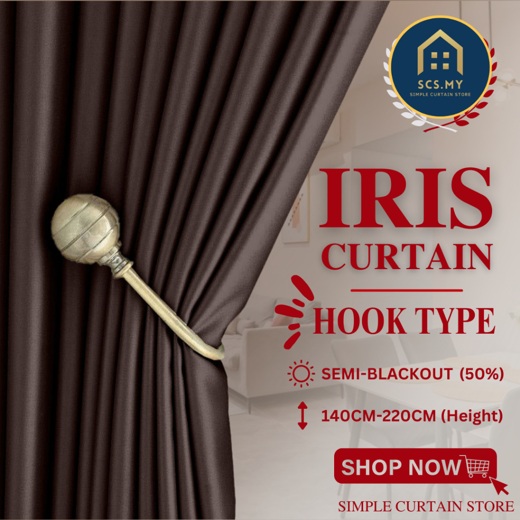 Iris Curtain Langsir Raya Semi-Blackout Plain Cangkuk & Ring ( Matt ...