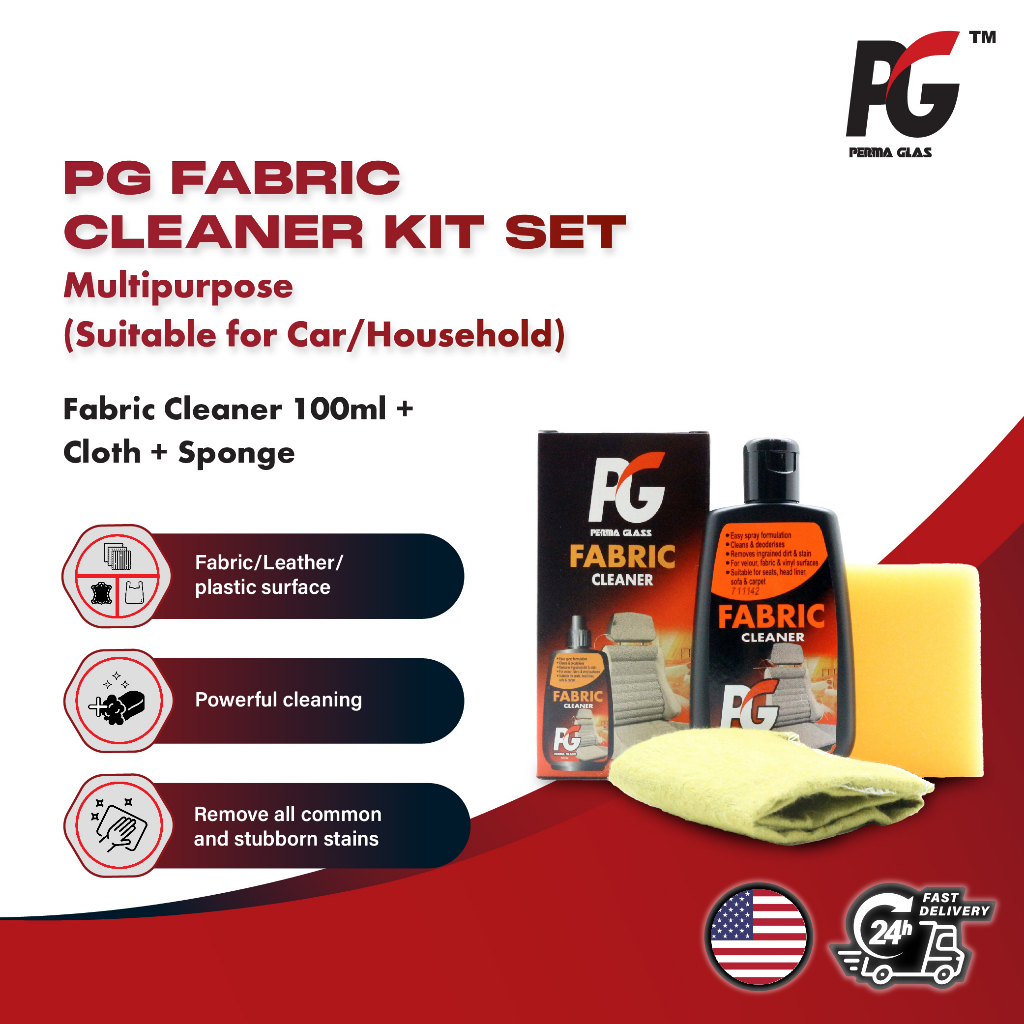 PG Fabric Cleaner Kit Set (Fabric Cleaner 100ml + Cloth + Sponge