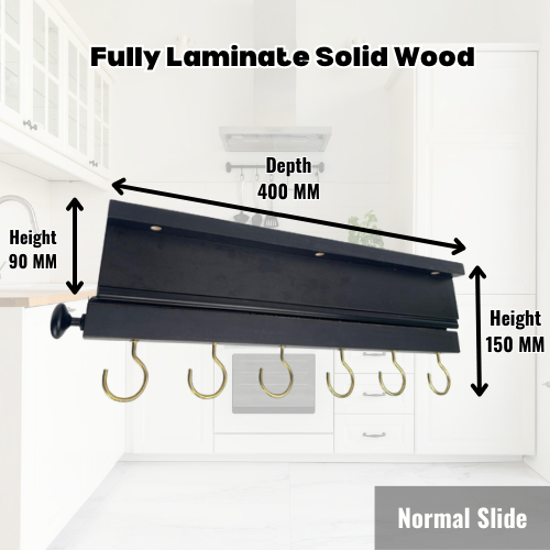 Kitchen Pull Out Pan Hanging Rack (Rak Kuali Dapur Tarik)/ RAK RAIL ...