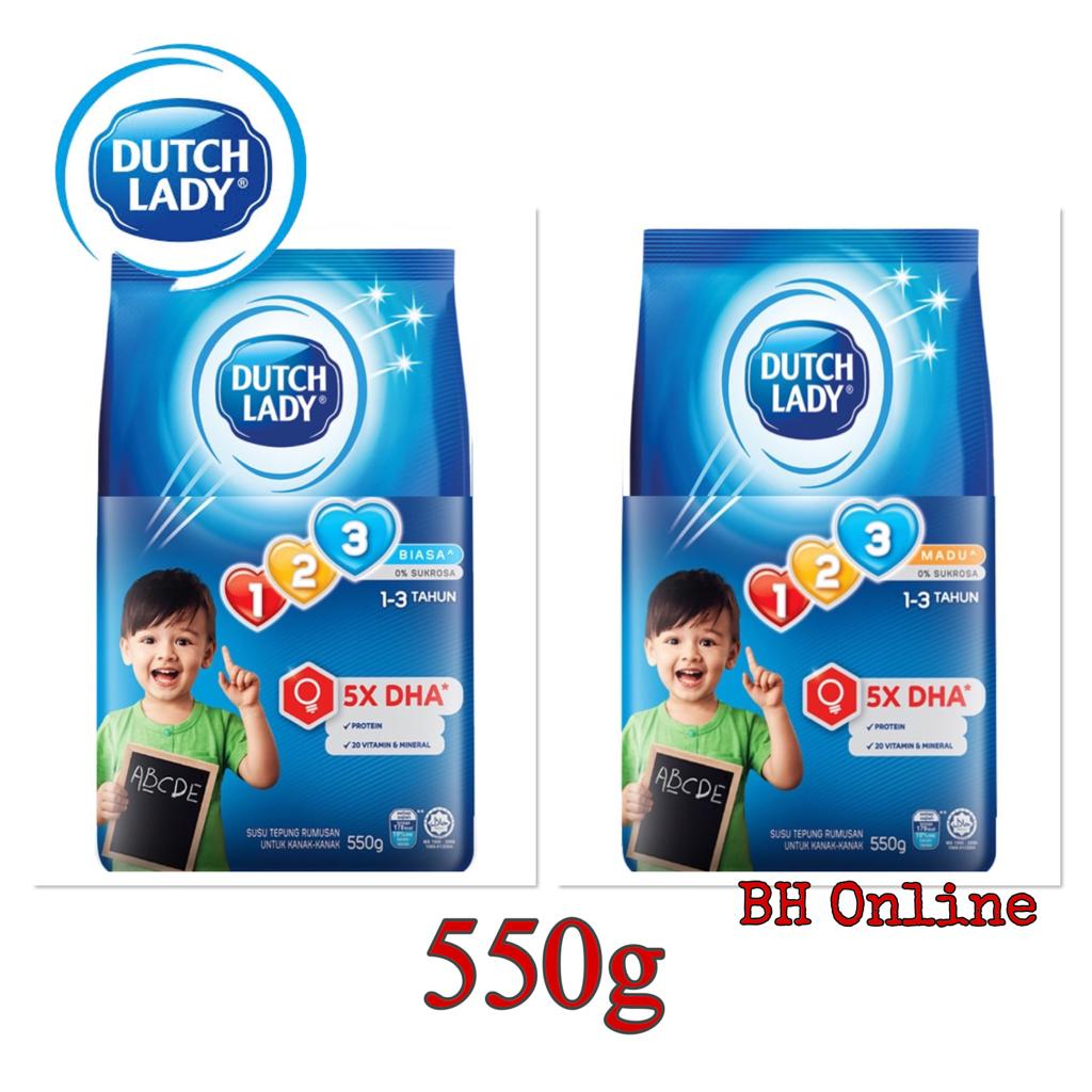 Dutch Lady GUM Milk Powder 123 x 550g - Biasa, Madu ( 2 packs ...