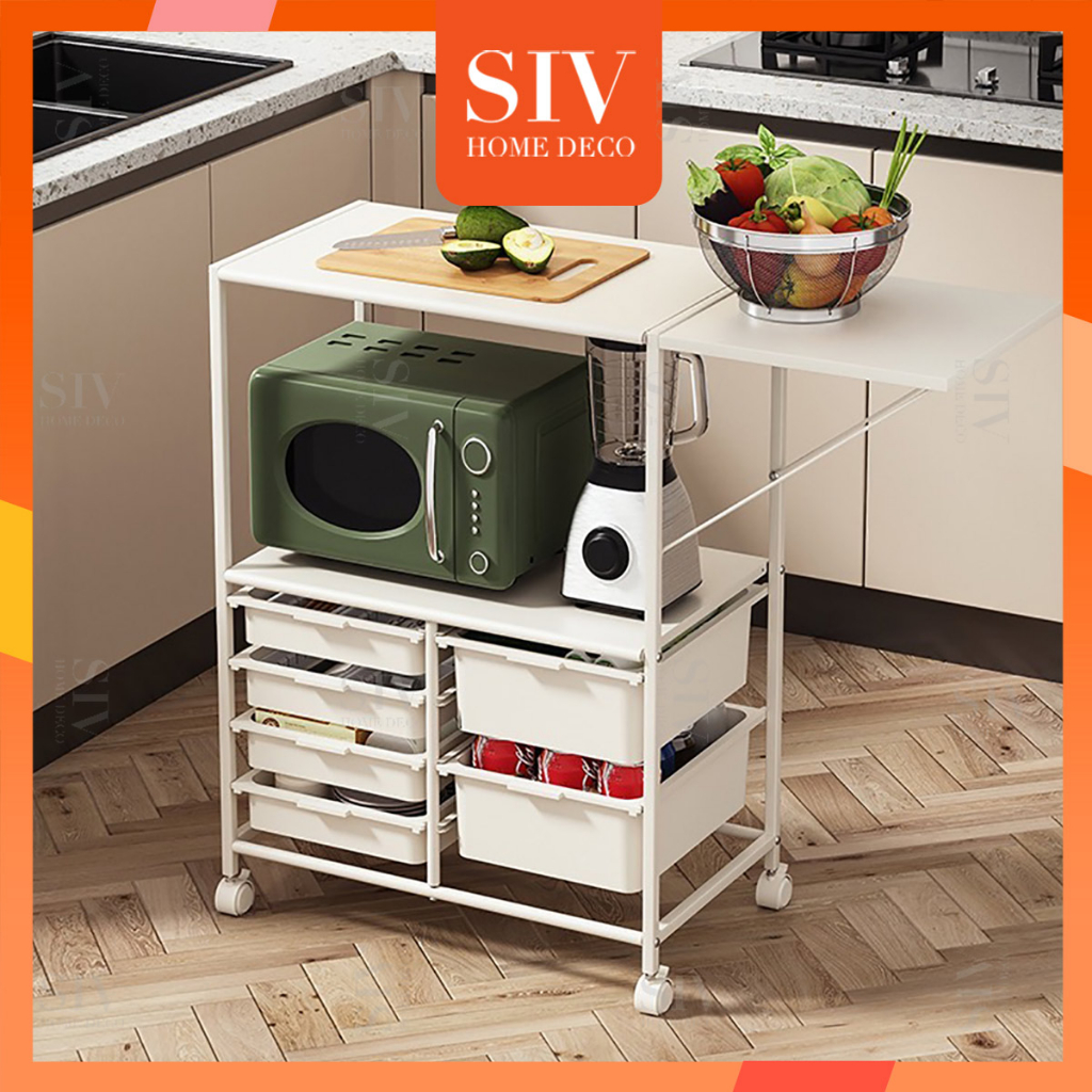 SIV Kitchen Rack With Wheels Oven Microwave Rack Moving Kitchenware