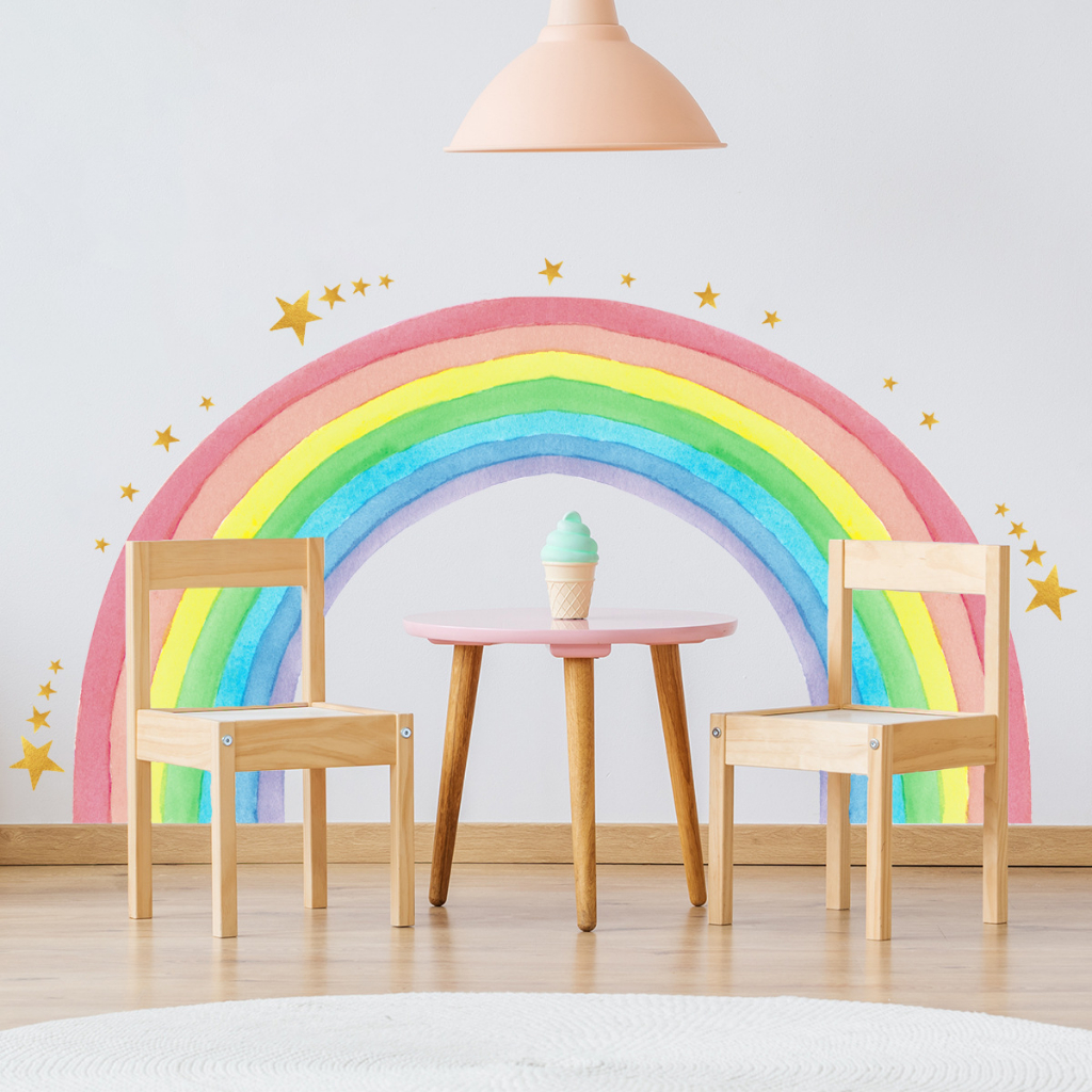 Large Boho Rainbow Wall Decals for Kids Bedroom, Girls Nursery Decor ...