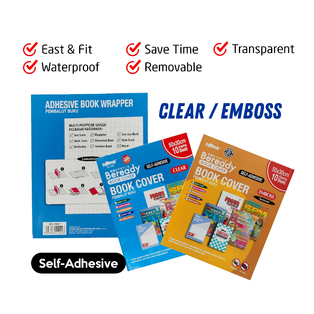Dolphin Self Adhesive Book Wrapper / Book Cover / Pembalut Buku 10