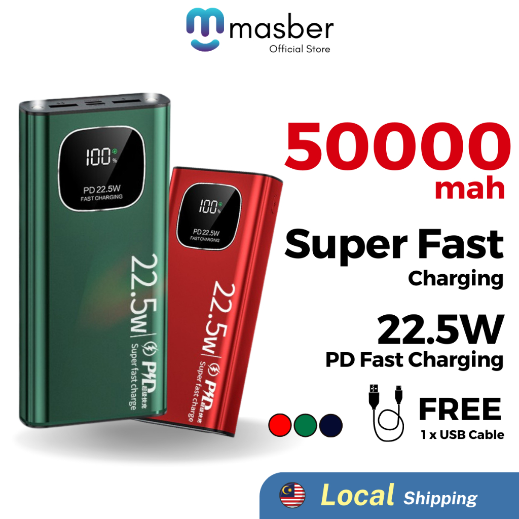 MASBER 22.5W 50000mAh Superfast Charging Platinum Power Bank 20w PD ...