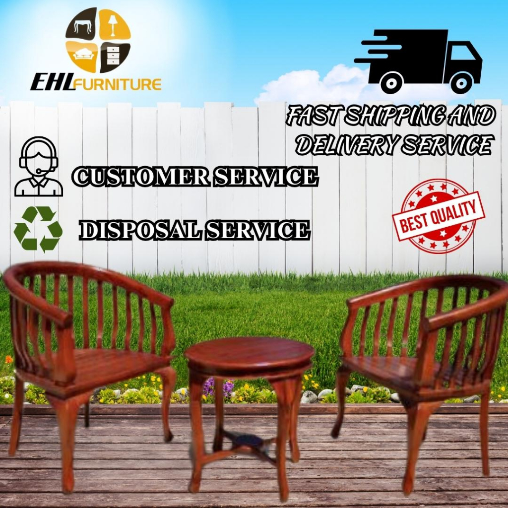 EHL FURNITURE JATI / TEAK WOOD WT49 Betawi Roket 1+1 Seater FREE 1 Coffee Table / Set Kerusi