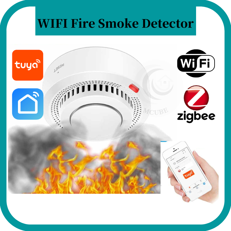 TUYA WIFI Fire Smoke Alarm Detector Portable Fire Sensor for Home ...