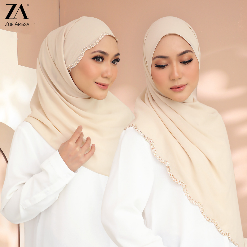 ZOE ARISSA TUDUNG SHAWL RAYA HAJI 2024 SULAM CHIFFON 1.8 METER Huliana ...