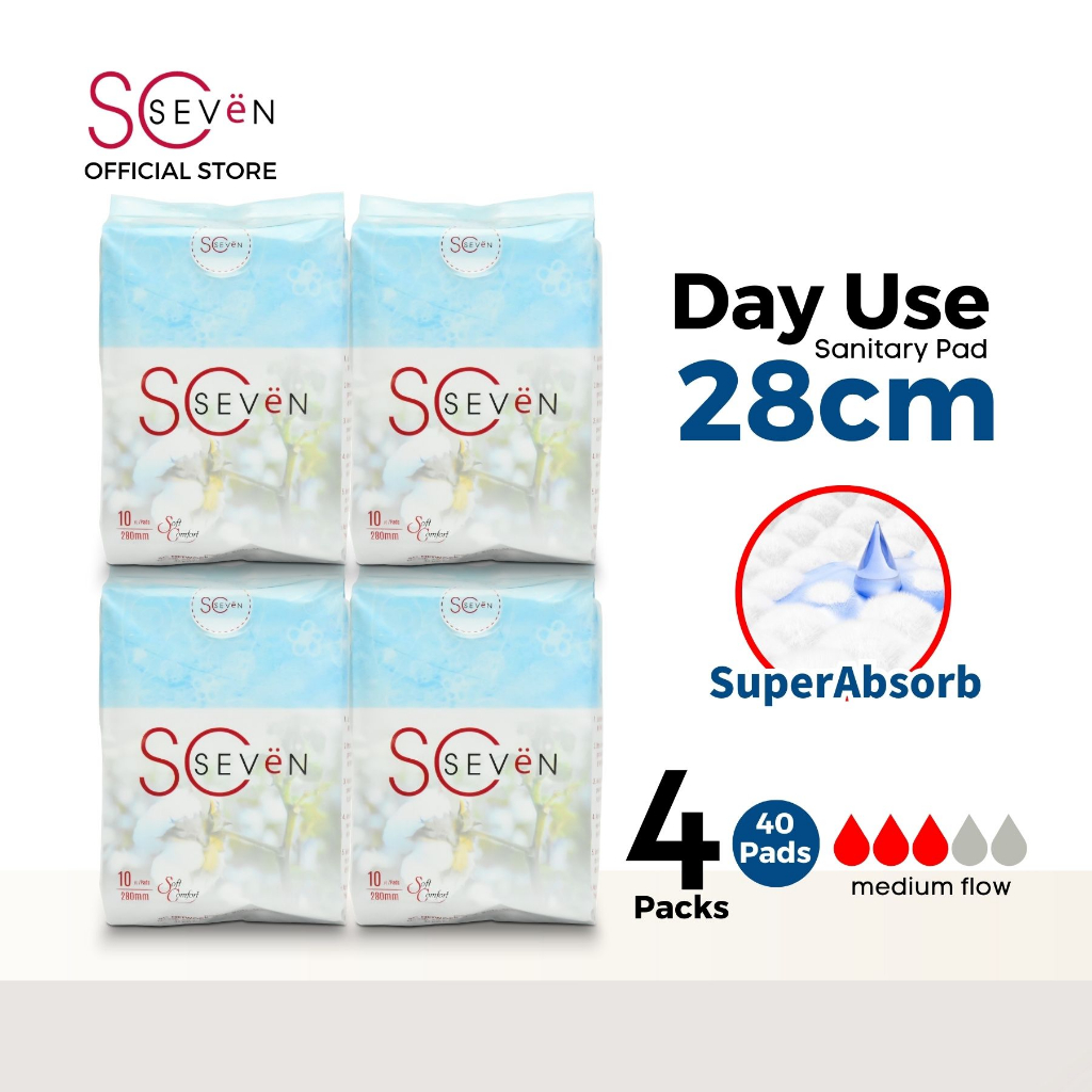 SCSEVEN Day Use Sanitary Pad (28cm/4 Packs x 10's) Shopee Malaysia