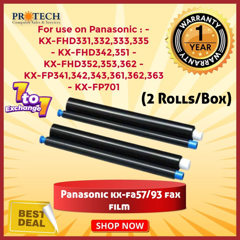 Panasonic KX-FA57/93 Fax Film (2Rolls/Box) | Shopee Malaysia