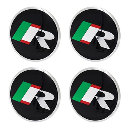 R Line RLine Vw Green Red Metal Wheel Center 3D Hub Caps Cover Rim ...