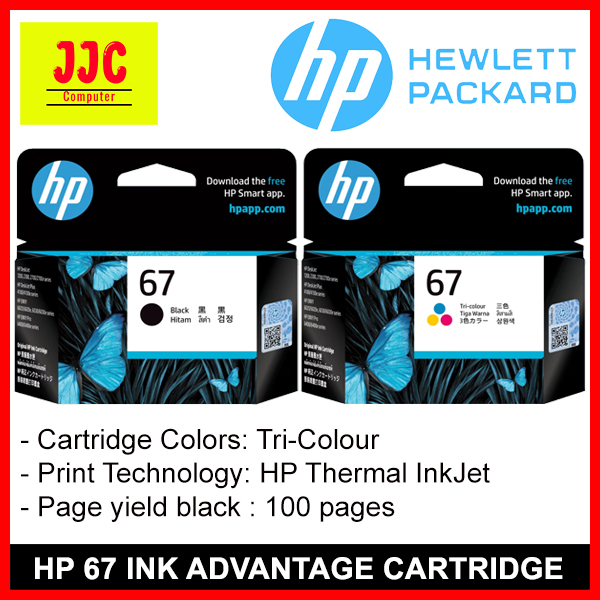 HP 67 BLACK & TRI-COLOR INK CARTRIDGE ORIGINAL | Shopee Malaysia