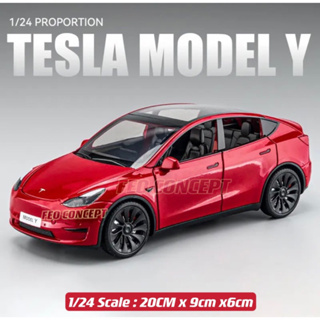 1/24 Scale Diecast Vehicle Tesla Model Y Model Car Toy Sound Light Pull  Back Toy