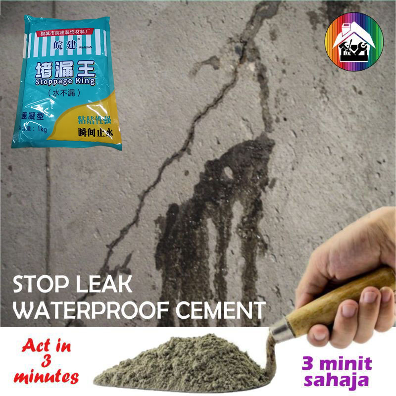 Waterproof Cement 3 Minutes Quick Dry Simen Kalis Air Cepat Kering 1kg ...