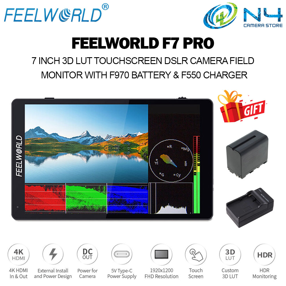 FEELWORLD T7 7 Inch IPS 4K HDMI Camera Field Monitor Video Assist Full HD 1920x1200 Solid