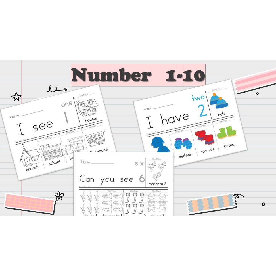 [PRE041] 22 pages Number 1-10 Worksheet for Pre-school PDF version 认识数字 ...