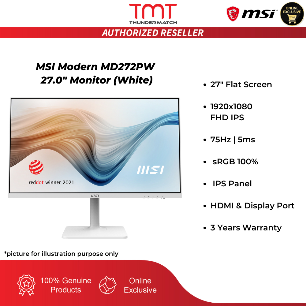 MSI Modern MD272PW 27.0" Monitor (White) 5ms 75Hz 1920x 1080 FHD