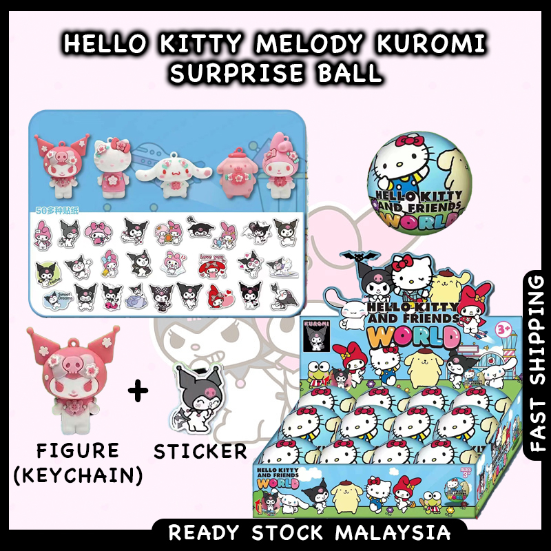 Hello Kitty Melody Kuromi Ball Figure Doll Key Chain Toy Blind Surprise ...