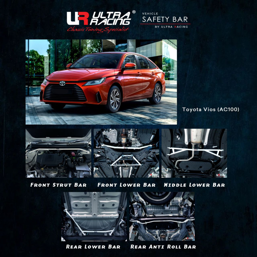 100 Ultra Racing Safety Bar Toyota Vios (AC100) 1.5 '22 (2WD) Shopee