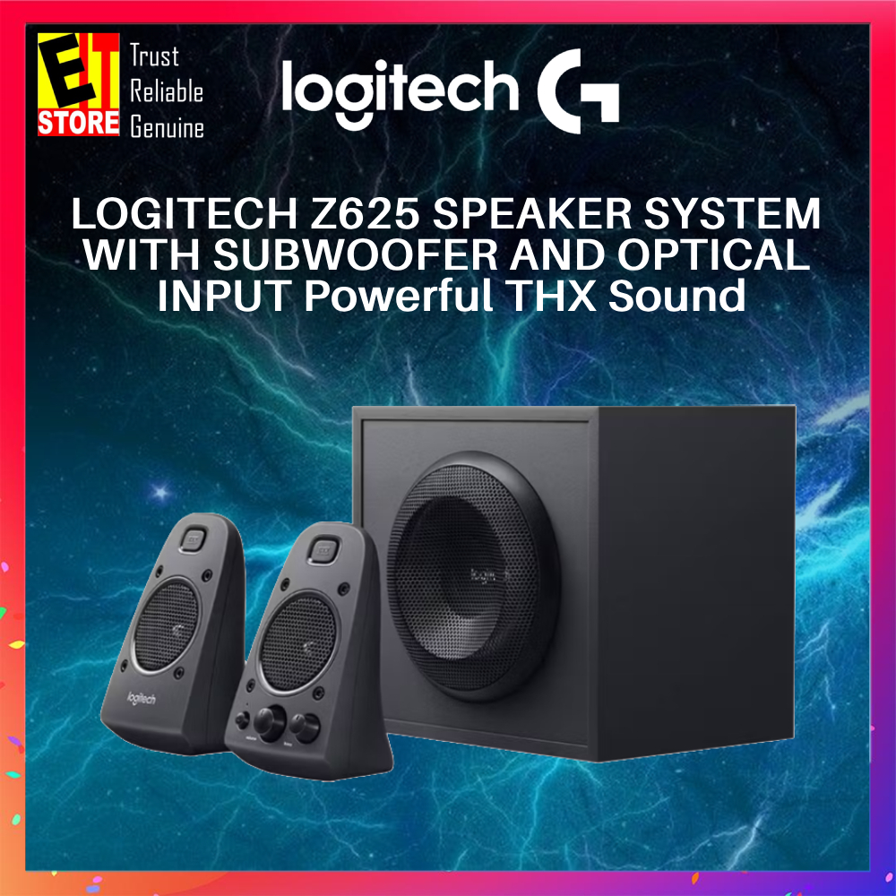 LOGITECH Z625 SPEAKER SYSTEM WITH SUBWOOFER AND OPTICAL INPUT Powerful