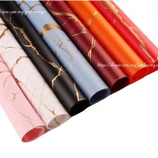 10pcs 58cmx58cm Flower Wrapping Paper, Gold Side Stripe Paper, Gift Wrapping  For Valentine's Day