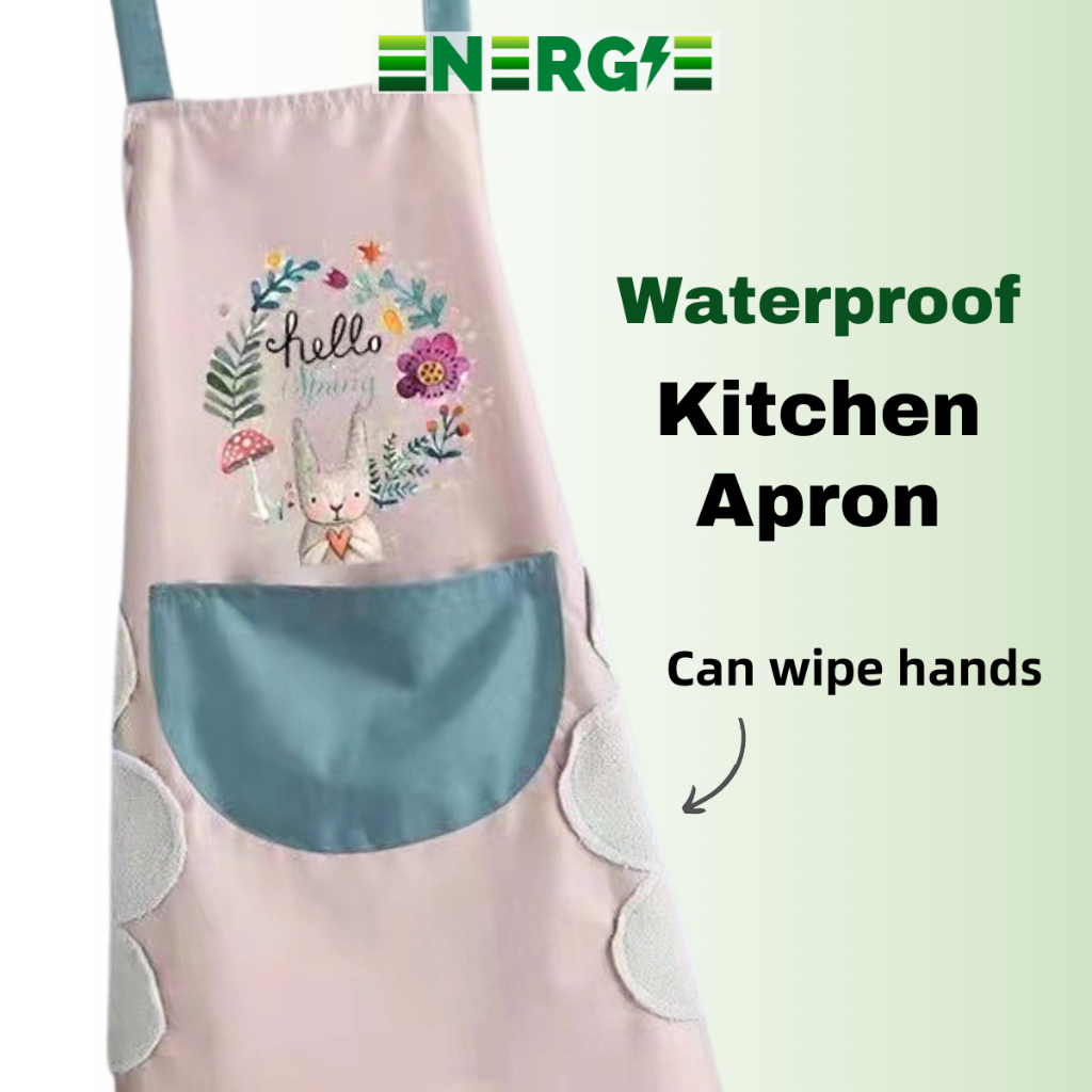 ENERGIE Apron Kitchen Waterproof Apron Cute Hand-Wiping Apron Cartoon ...