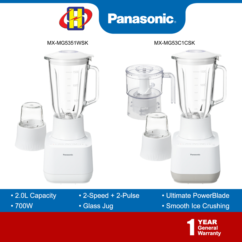 Panasonic Blender (2.0L/700W) Glass Jug 2Speed & Pulse Chopper & Mill