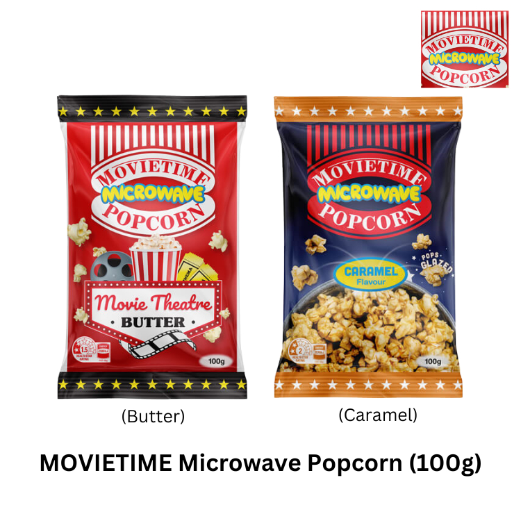 MOVIETIME Microwave Popcorn Butter / Caramel Flavour (100g/pack