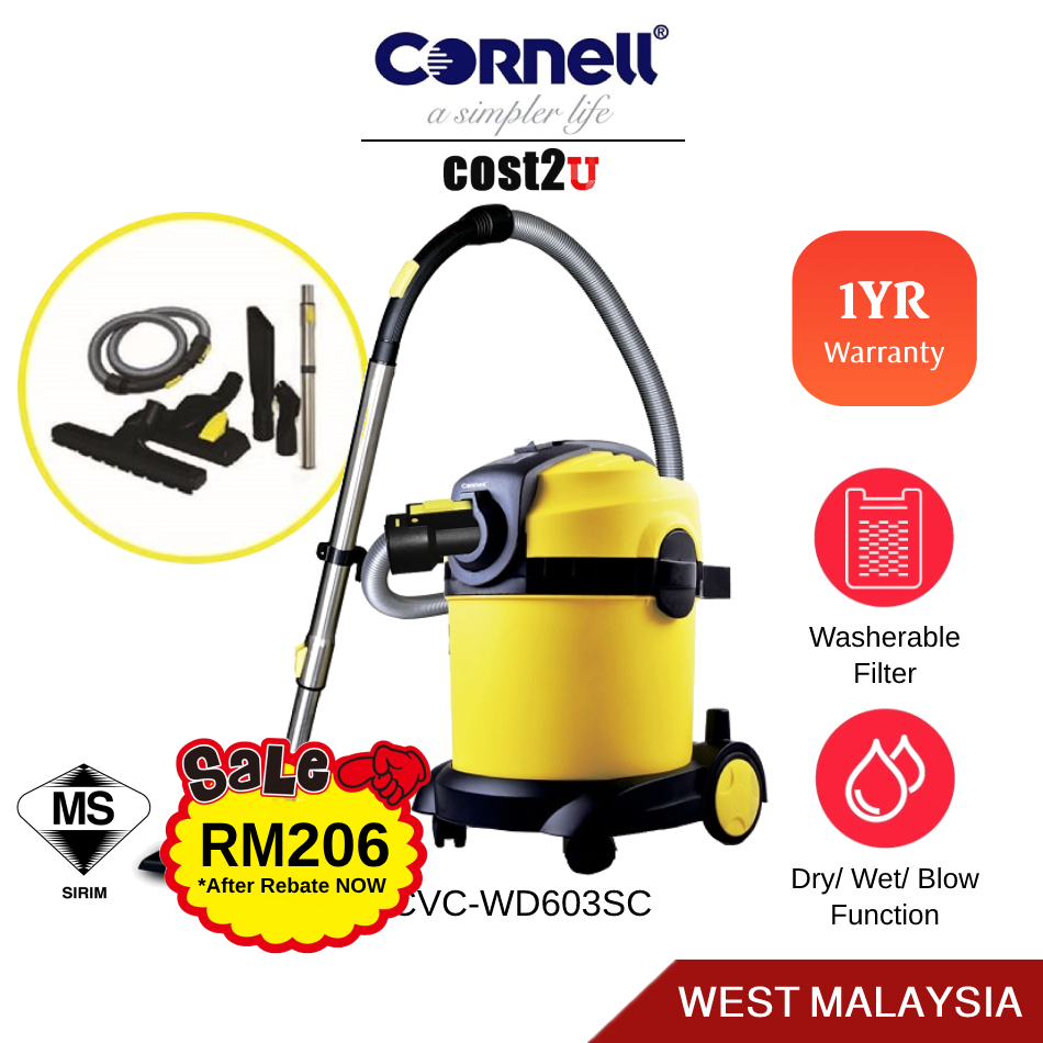 Cornell 3 IN 1 Wet , Dry & Blow Vacuum Cleaner CVCWD603SC (Wet