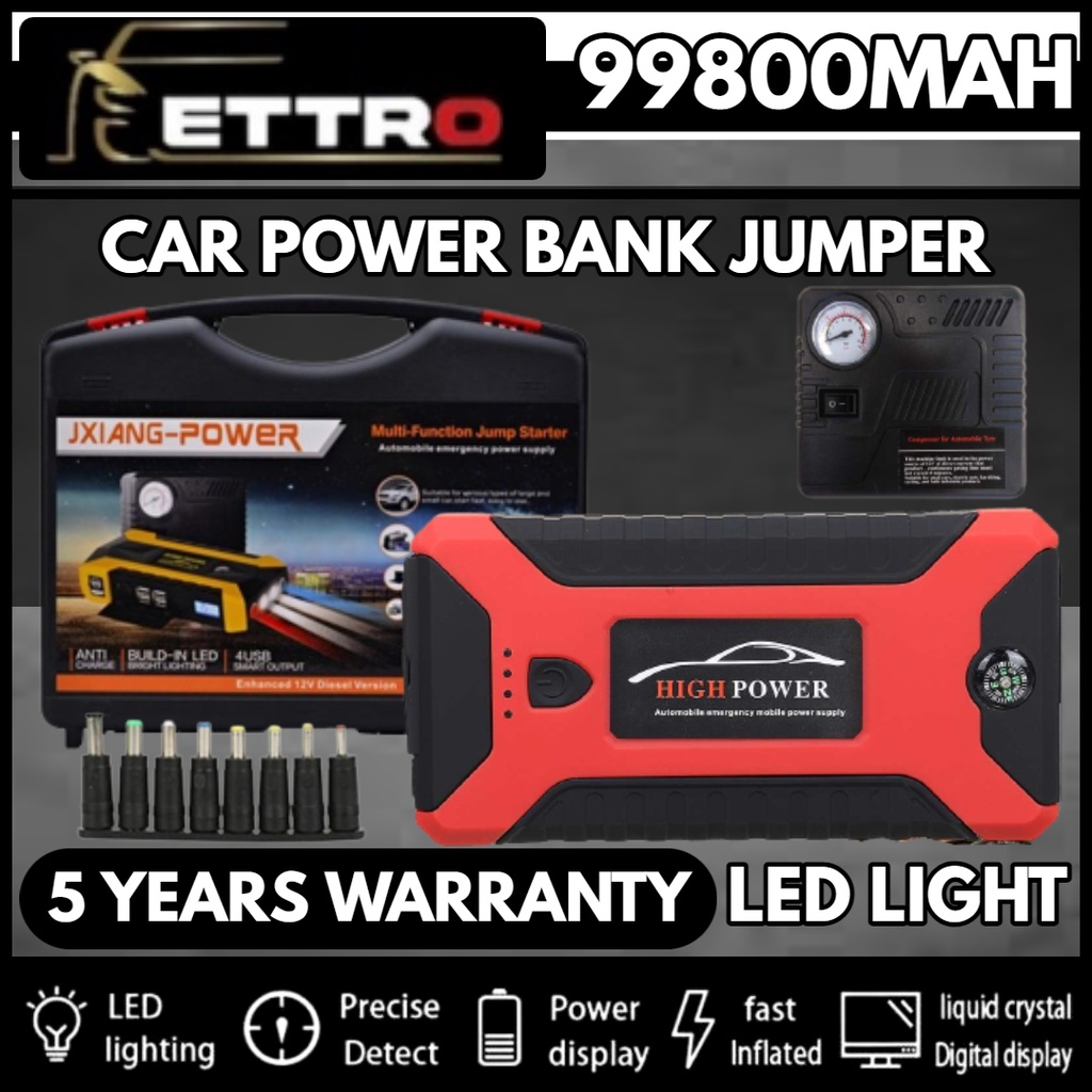 99800mAh High Power Car Powerbank Jumper Jump Starter Jump Start Car Power  Bank with Tyre Pump