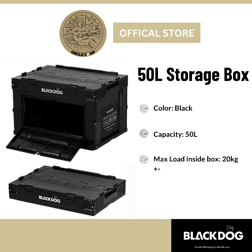 Blackdog 50L Storage Box Camping Foldable Black Camp outdoor kotak