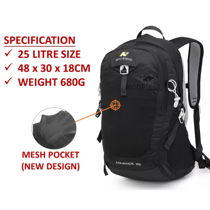 ROOFLESS NEVO RHINO Hiking Backpack 20L 30L Waterproof Hiking Bag