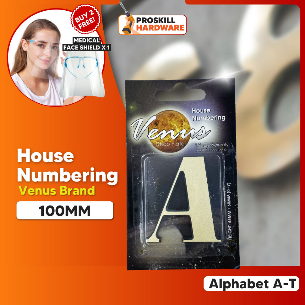 PROSKILL HARDWARE House Numbering 100MM Alphabet AZ Venus Brand Aluminium Composite Panel (for