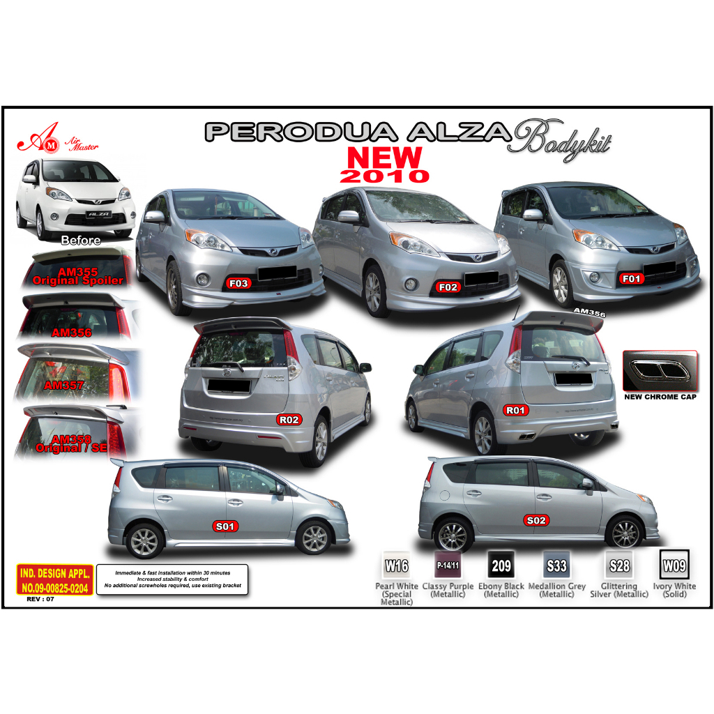 Perodua Alza 2010-2013 FRP Bodykit with Metallic Colour | Shopee Malaysia