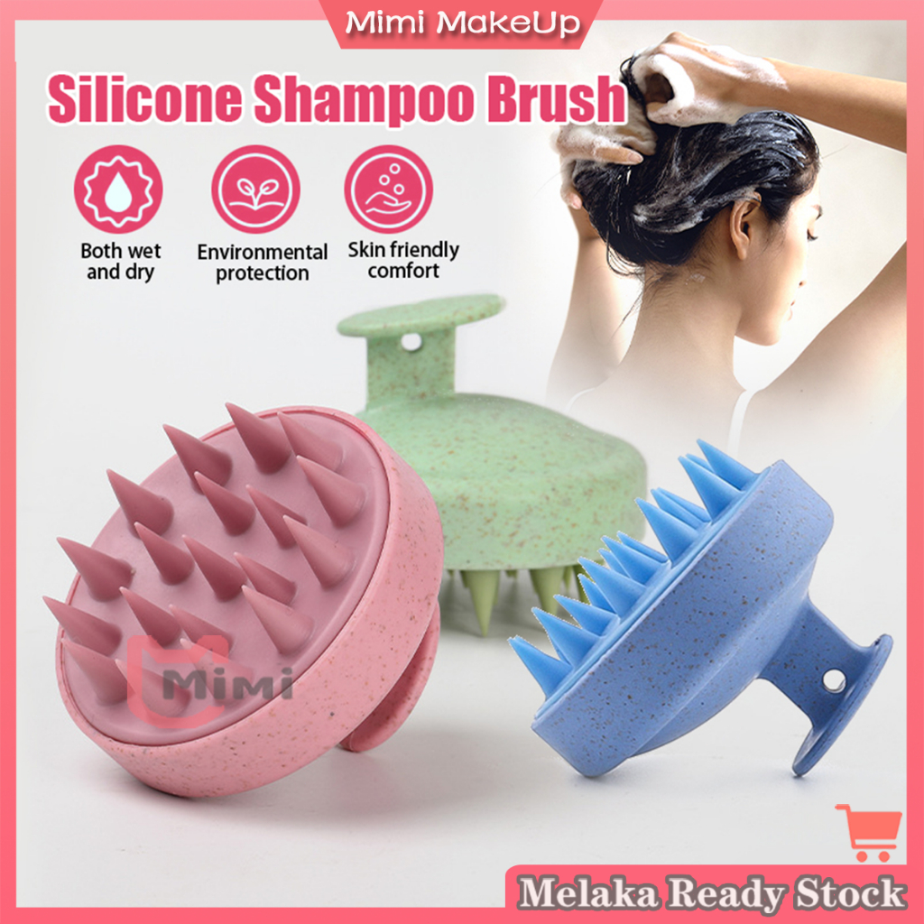 Japan Natural Wheat Scalp Massaging Shampoo Brush Berus Kepala Silikon Hair Growth Berus Rambut