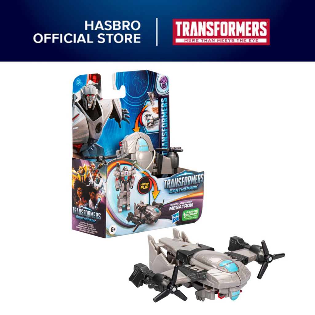 Transformers Toys EarthSpark 1Step Flip Changer Megatron, 4” Action