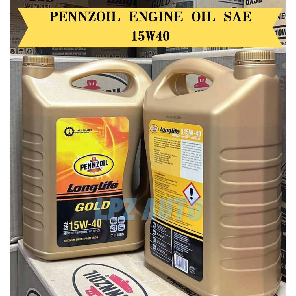100 Original PENNZOIL Engine Oil 15W40 SAE 15W40 7L Long Life GOLD