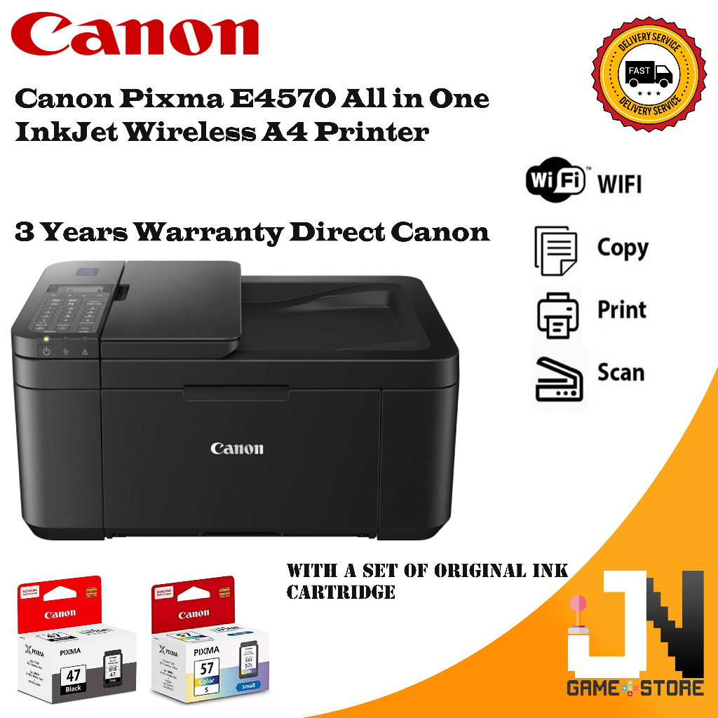 Canon Pixma E4570 All in One InkJet Wireless A4 Printer/ DuplexPrint ...