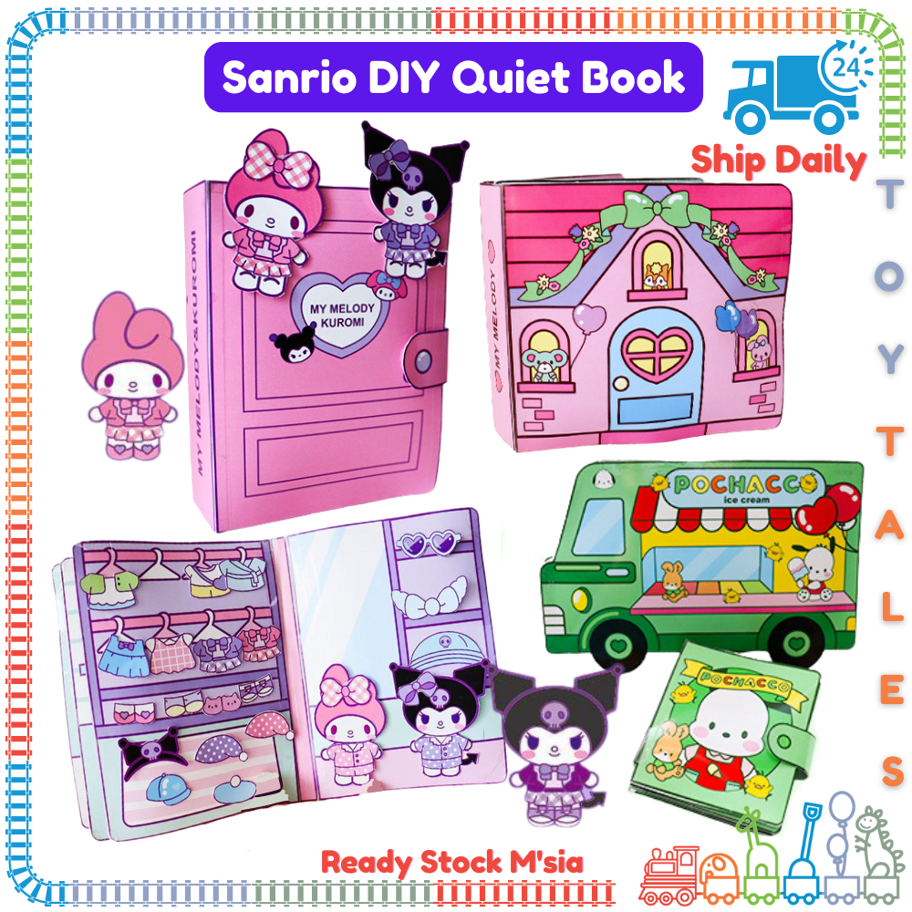 Sanrio Quiet Book 🍭 Diy Toy Book Kuromi Melody Dress Up Book Cartoon 