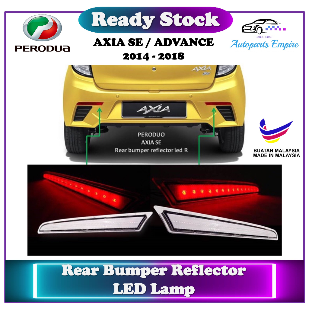 Perodua Axia 】 Rear Bumper Reflector LED Lamp ( SE & ADVANCE 2014 ...