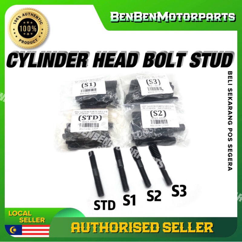 STUD BOLT Cylinder Head Block STANDARD S1 S2 S3 Yamaha Y80 Y100 Y110 Y125 RXZ RXS DT125 Skru