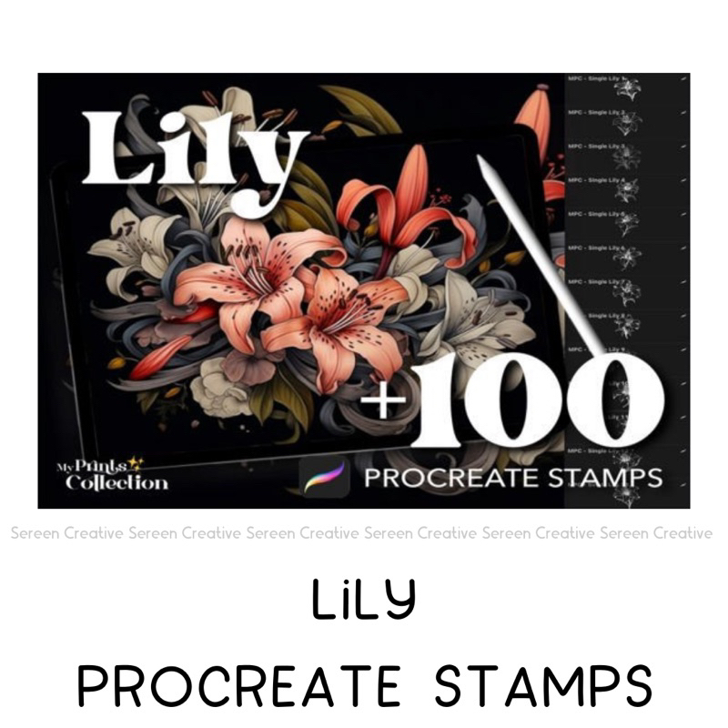 P689 Procreate Lily Stamps (Nature brushes, botanical brush, flower ...