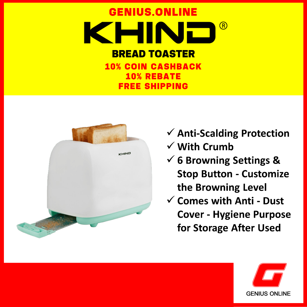 KHIND 2 Slices Bread Toaster with Anti Dust Cover BT808 | Shopee Malaysia