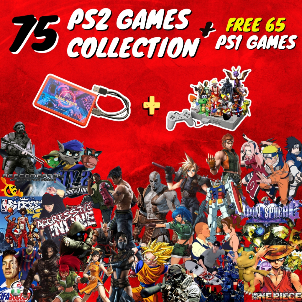 140 Playstation 2 Games Collection + FREE PS1 Games + FREE 1x Joystick ...