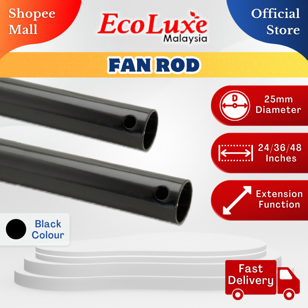 Ecoluxe Ceiling Fan Down Rod Black (24"/36"/48") Shopee Malaysia