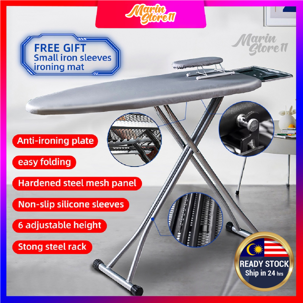 Ironing Board Silver Plated Cloth 6 speed Adjustment Foldable Steam ...